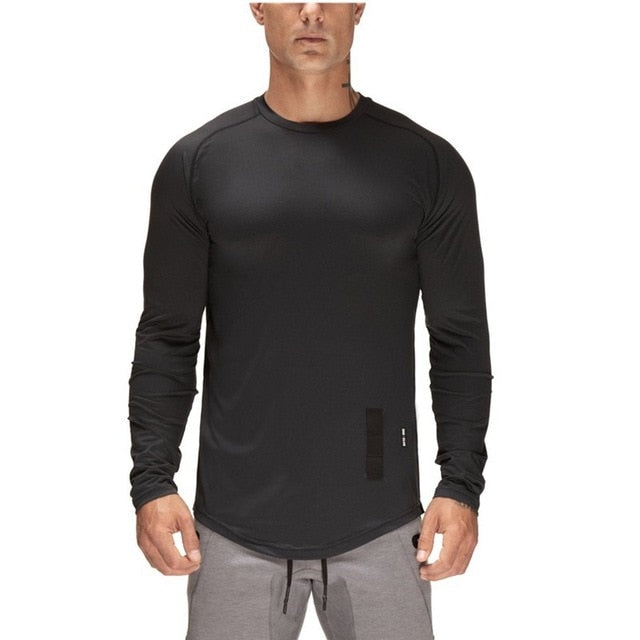 New Sport Shirt Men Long Sleeve Quick Dry Sport Top Solid Crossfit t shirt Gym Fitness Running Shirt Workout Jersey Rashgard Men - Mall4Me