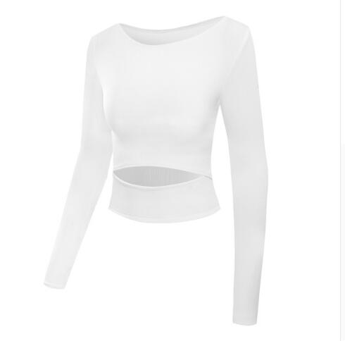 Women Gym White Yoga Crop Tops Yoga Shirts Long Sleeve Workout Tops Fitness Running Sport T-Shirts Training Yoga Sportswear Sexy - Mall4Me