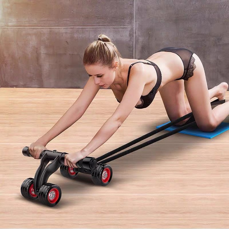 4-Wheel Abdominal Roller Muscle Trainer Home Fitness Ab Rollers Workout - Mall4Me