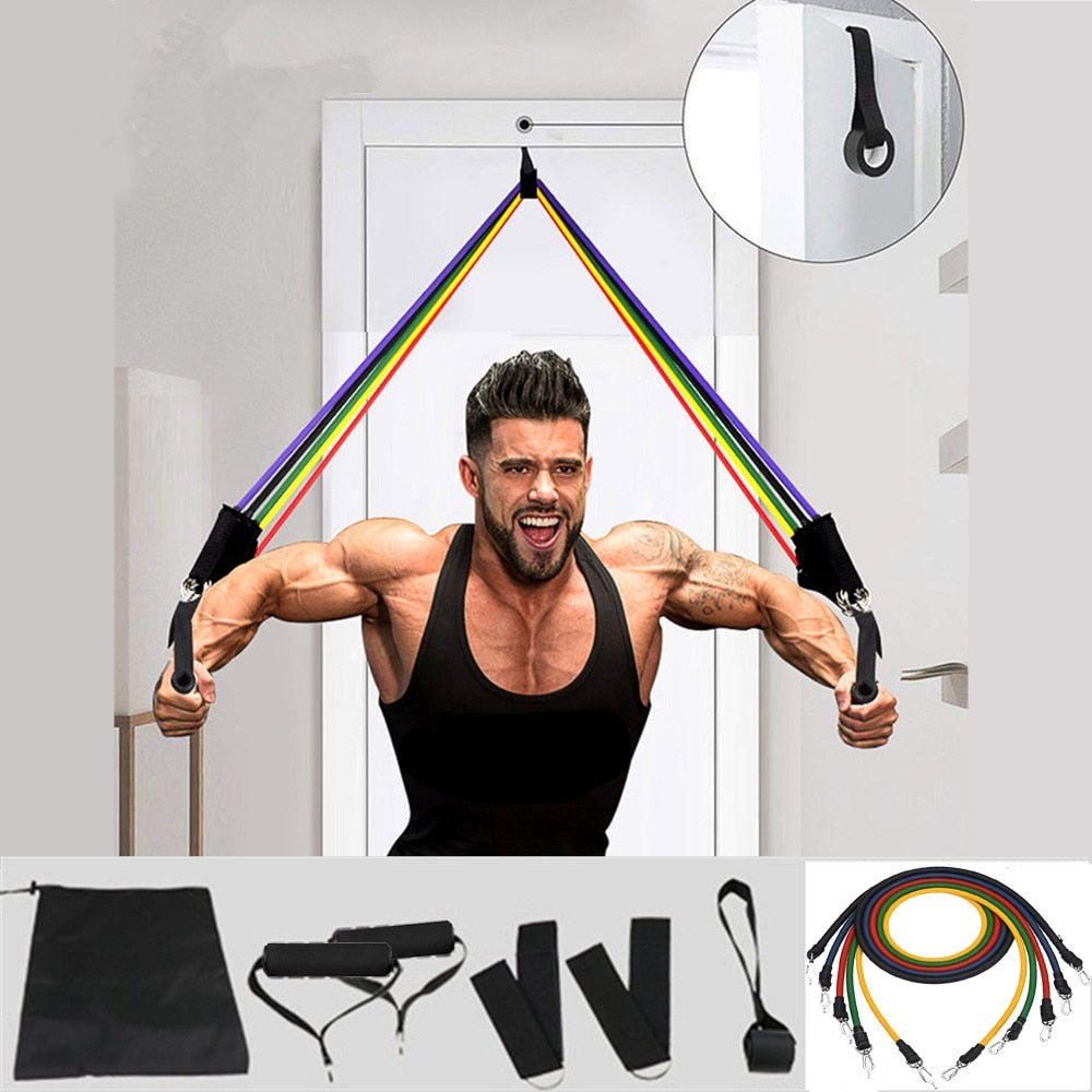 Elastic Resistance Bands Sets Workout Rubber For Fitness Sports Gym Exercise Training - Mall4Me