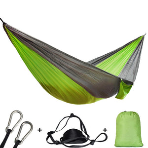 Single Double Hammock Adult Outdoor Backpacking Travel Survival Hunting Sleeping Bed Portable With 2 Straps 2 Carabiner - Mall4Me