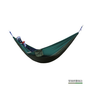 Single Double Hammock Adult Outdoor Backpacking Travel Survival Hunting Sleeping Bed Portable With 2 Straps 2 Carabiner - Mall4Me