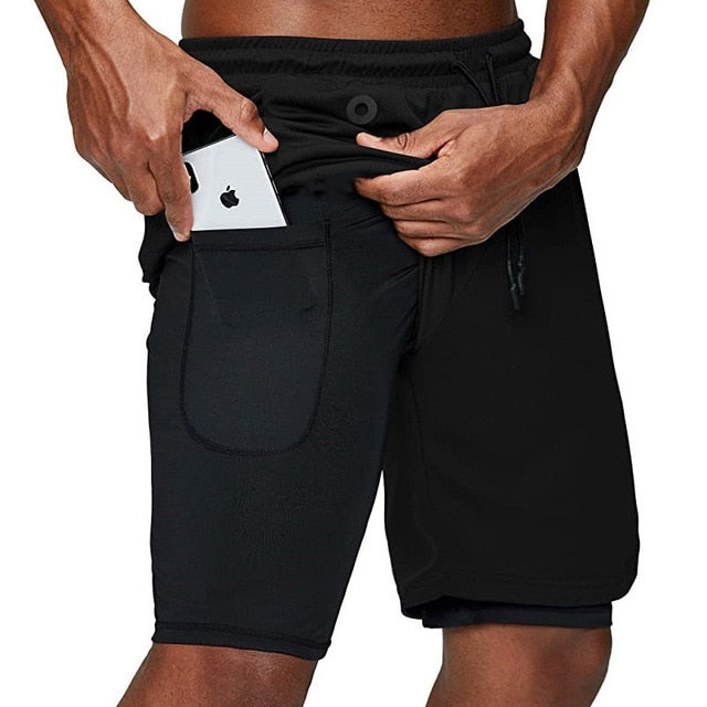 Gym Training Sports Men Shorts Quick Dry Double Deck - Mall4Me