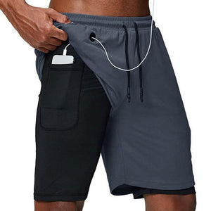 Gym Training Sports Men Shorts Quick Dry Double Deck - Mall4Me