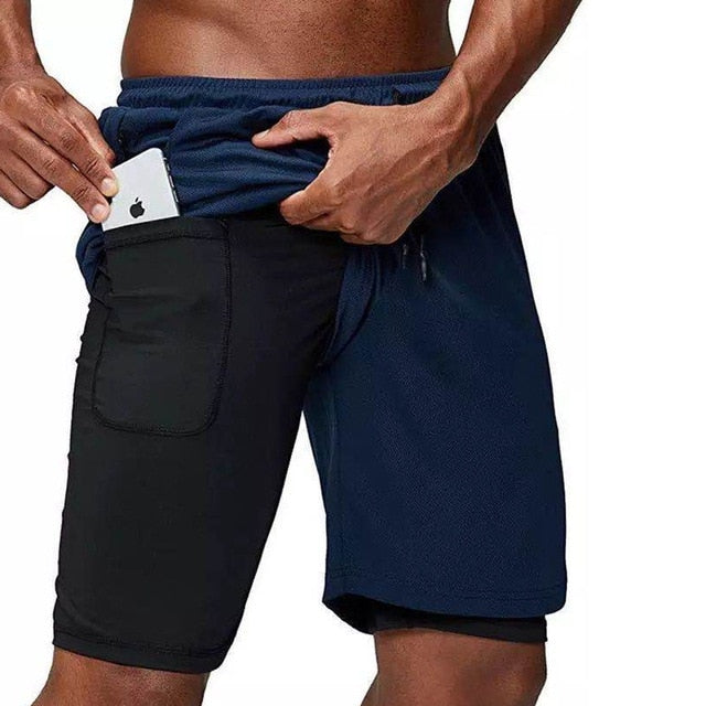 Gym Training Sports Men Shorts Quick Dry Double Deck - Mall4Me