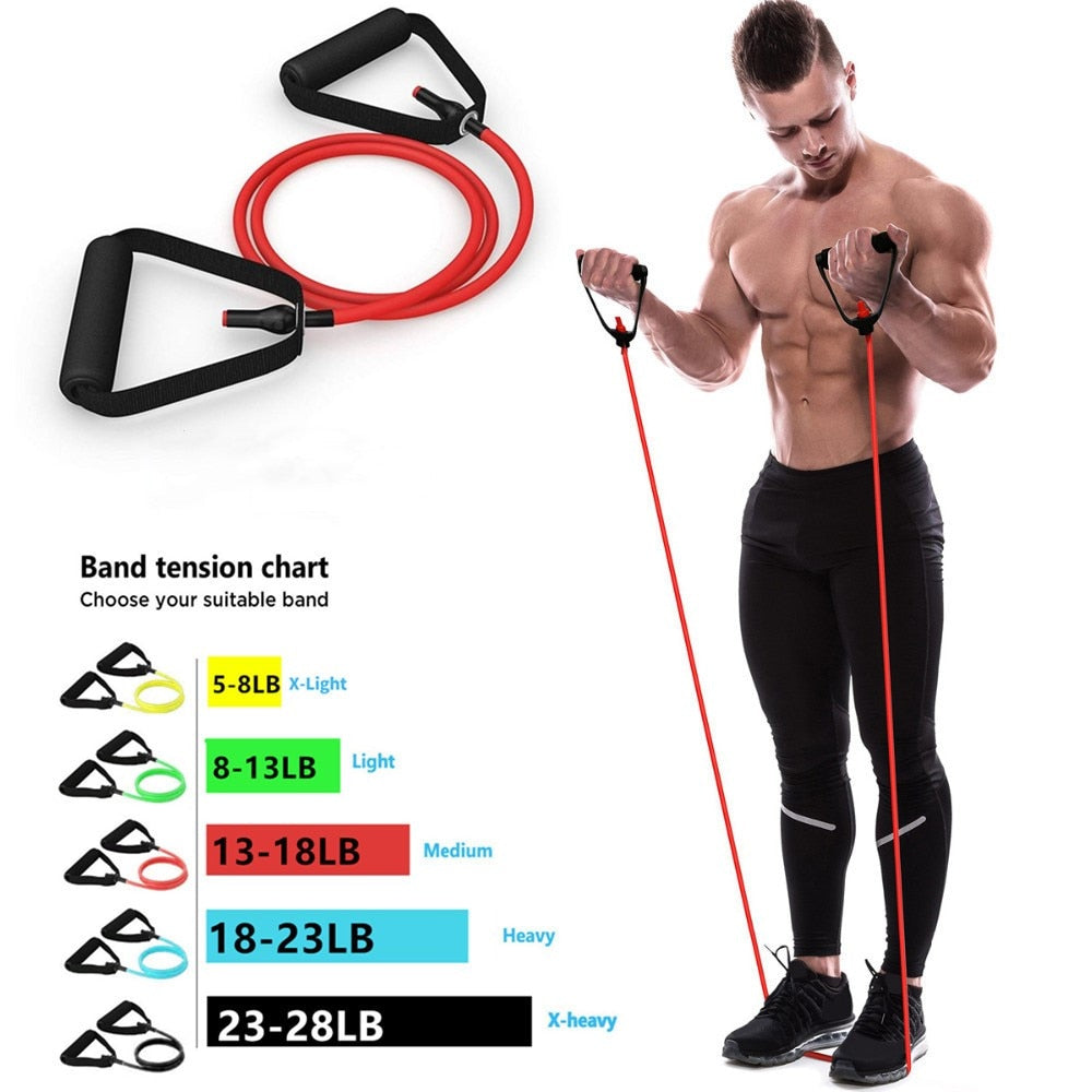 5 Levels Resistance Bands with Handles Yoga Pull Rope Elastic Fitness Exercise Tube Band - Mall4Me