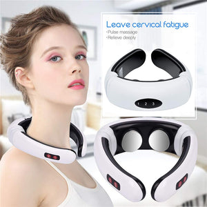 Electric pulse back and neck massager far infrared heating pain relief tool healthcare relaxation - Mall4Me