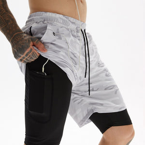 Gym Training Sports Men Shorts Quick Dry Double Deck - Mall4Me