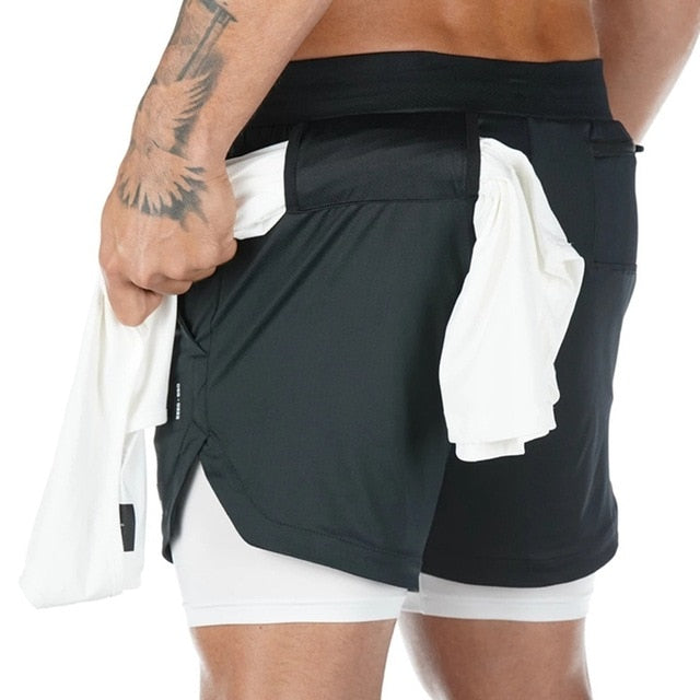 Gym Training Sports Men Shorts Quick Dry Double Deck - Mall4Me