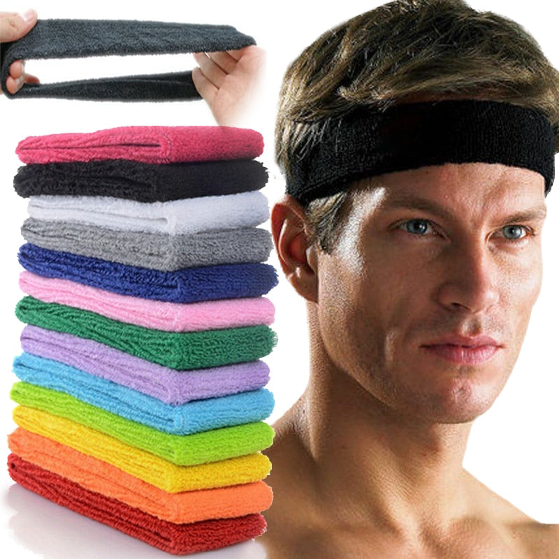 Unisex Sport Cotton Sweatband Headband for Men Women Yoga Hairband Gym Stretch Head Bands Strong Elastic Fitness Basketball Band - Mall4Me