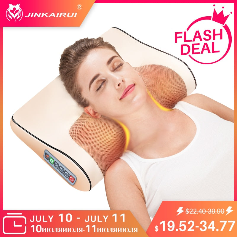 Infrared Heating Neck Shoulder Back Body Electric Massage Pillow Shiatsu Massager Device Cervical Healthy Massageador Relaxation - Mall4Me