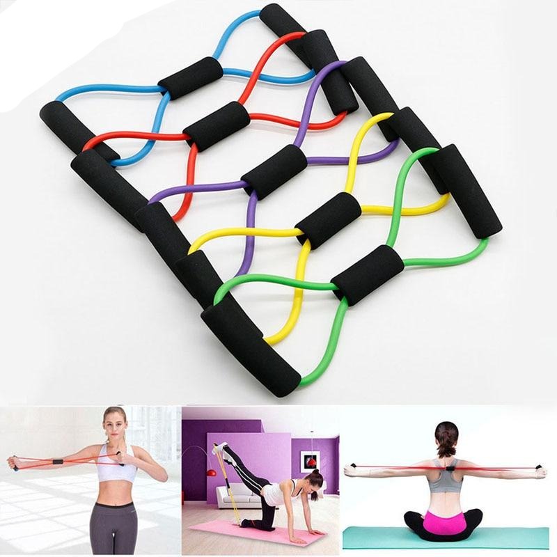 TPE 8 Word Fitness Yoga Gum Resistance Rubber Bands Fitness Elastic Band Fitness Equipment Expander Workout Gym Exercise Train - Mall4Me