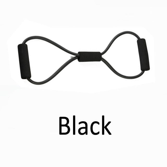 TPE 8 Word Fitness Yoga Gum Resistance Rubber Bands Fitness Elastic Band Fitness Equipment Expander Workout Gym Exercise Train - Mall4Me