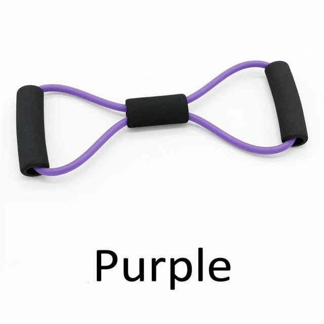 TPE 8 Word Fitness Yoga Gum Resistance Rubber Bands Fitness Elastic Band Fitness Equipment Expander Workout Gym Exercise Train - Mall4Me