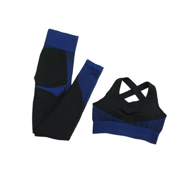 Fitness Suits Yoga Women Outfits 3pcs Sets Long Sleeve Shirt+Sport Bra+Seamless Leggings Workout Running Clothing Gym Wear,LF051 - Mall4Me