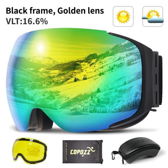 Magnetic Ski Goggles with Quick-Change Lens and Case UV400 Protection Anti-fog Snowboard Goggles for Men & Women - Mall4Me