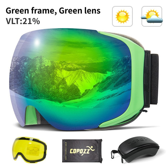 Magnetic Ski Goggles with Quick-Change Lens and Case UV400 Protection Anti-fog Snowboard Goggles for Men & Women - Mall4Me