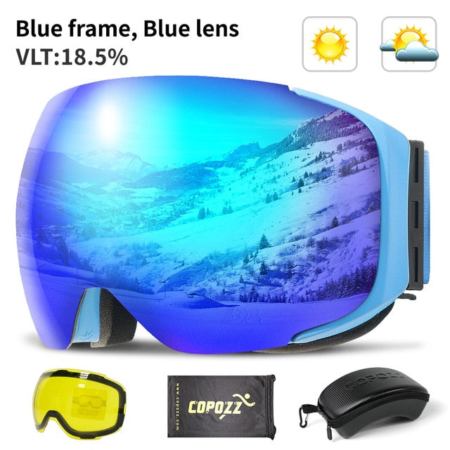 Magnetic Ski Goggles with Quick-Change Lens and Case UV400 Protection Anti-fog Snowboard Goggles for Men & Women - Mall4Me