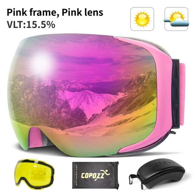 Magnetic Ski Goggles with Quick-Change Lens and Case UV400 Protection Anti-fog Snowboard Goggles for Men & Women - Mall4Me