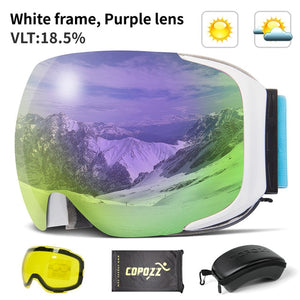 Magnetic Ski Goggles with Quick-Change Lens and Case UV400 Protection Anti-fog Snowboard Goggles for Men & Women - Mall4Me