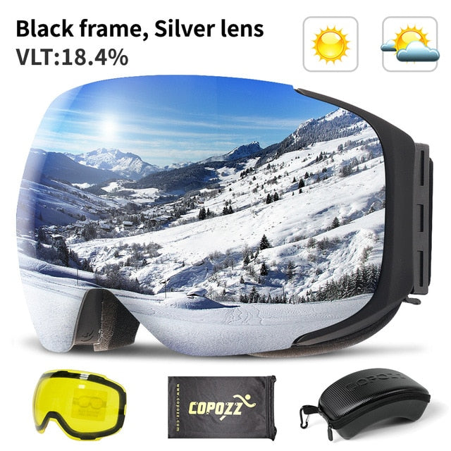 Magnetic Ski Goggles with Quick-Change Lens and Case UV400 Protection Anti-fog Snowboard Goggles for Men & Women - Mall4Me