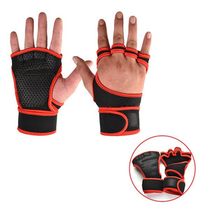 New 1 Pair Weight Lifting Training Gloves Women Men Fitness Sports Body Building Gymnastics Grips Gym Hand Palm Protector Gloves - Mall4Me
