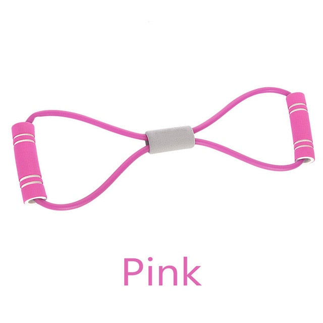 TPE 8 Word Fitness Yoga Gum Resistance Rubber Bands Fitness Elastic Band Fitness Equipment Expander Workout Gym Exercise Train - Mall4Me