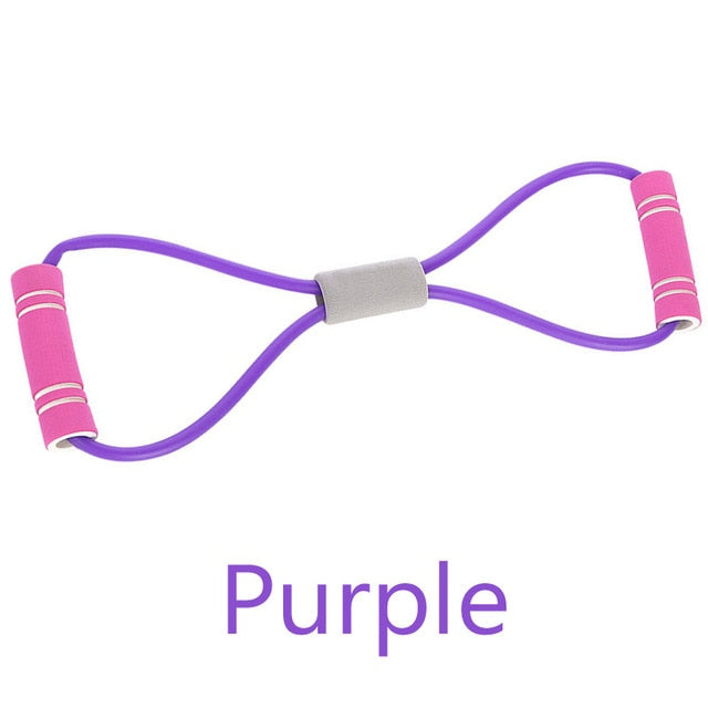 TPE 8 Word Fitness Yoga Gum Resistance Rubber Bands Fitness Elastic Band Fitness Equipment Expander Workout Gym Exercise Train - Mall4Me