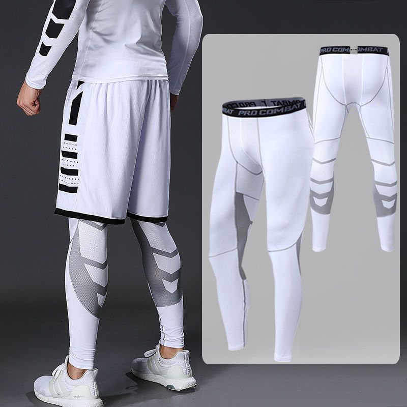 Men's Compression Pants Male Tights Leggings for Running Gym Sport Fitness Quick Dry Fit Joggings Workout White Black Trousers - Mall4Me