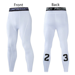 Men's Compression Pants Male Tights Leggings for Running Gym Sport Fitness Quick Dry Fit Joggings Workout White Black Trousers - Mall4Me