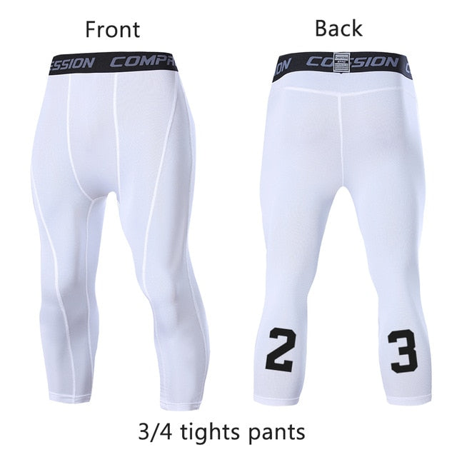 Men's Compression Pants Male Tights Leggings for Running Gym Sport Fitness Quick Dry Fit Joggings Workout White Black Trousers - Mall4Me