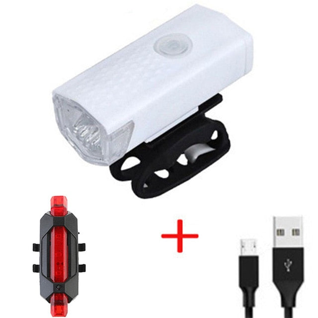 Bike Light USB LED Rechargeable Set Mountain Cycle Front Back Headlight - Mall4Me