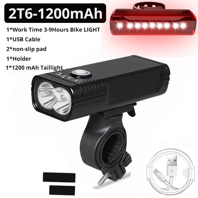 5200mAh Bicycle Light  USB Rechargeable Bike Lamp IPX5 Waterproof LED Headlight as Power Bank MTB Bike Accessories - Mall4Me