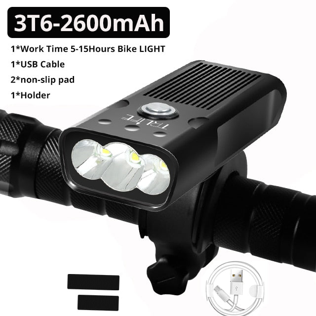 5200mAh Bicycle Light  USB Rechargeable Bike Lamp IPX5 Waterproof LED Headlight as Power Bank MTB Bike Accessories - Mall4Me