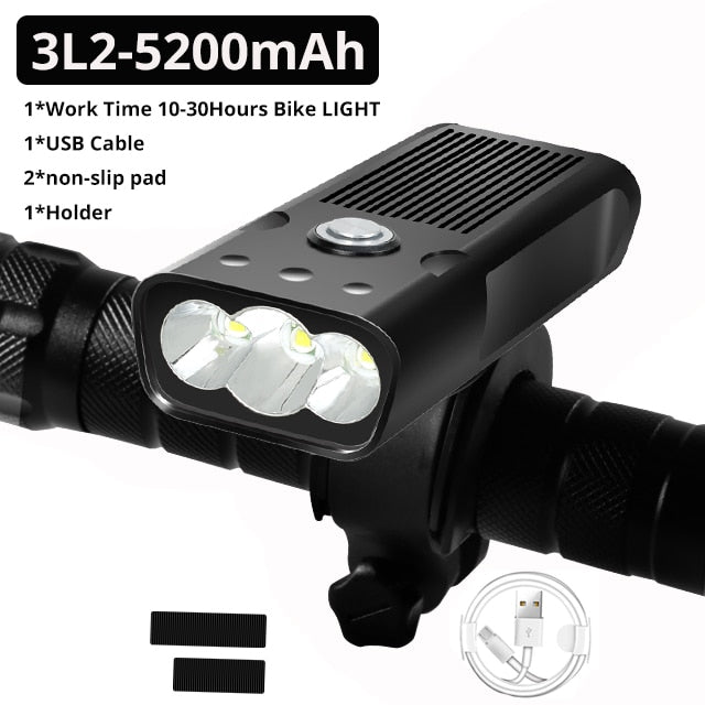 5200mAh Bicycle Light  USB Rechargeable Bike Lamp IPX5 Waterproof LED Headlight as Power Bank MTB Bike Accessories - Mall4Me