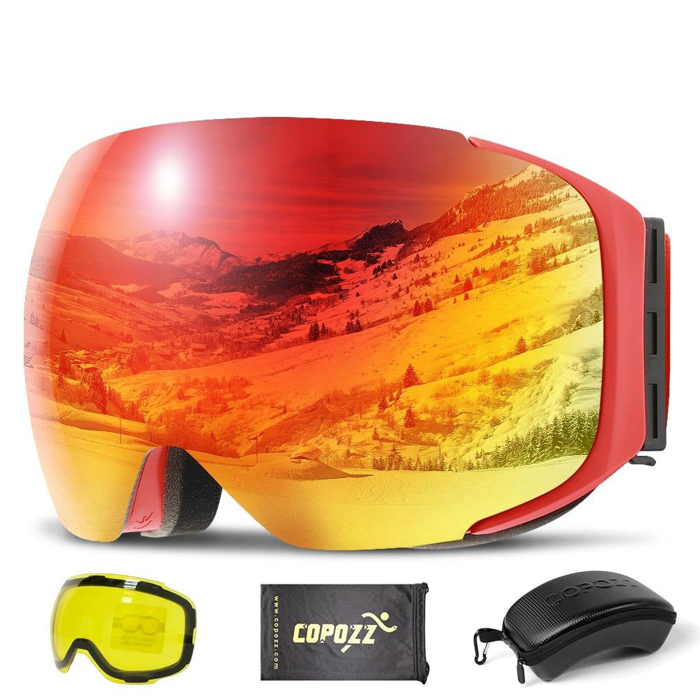 Magnetic Ski Goggles with Quick-Change Lens and Case UV400 Protection Anti-fog Snowboard Goggles for Men & Women - Mall4Me