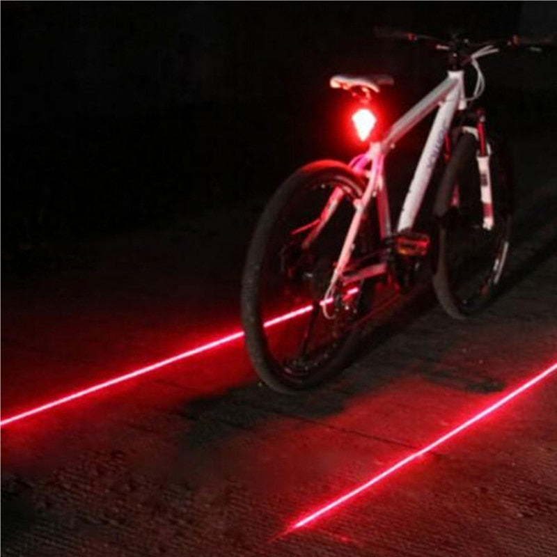 Bicycle Rear Waterproof Safety Warning Light 5 LED and 2 Laser Night - Mall4Me