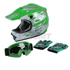 Motorcycle DOT Sports Safty Helmet Youth Kid Child Red Spider Net Dirt Bike Motocross ATV Helmet Goggles+Gloves S~XL full face - Mall4Me