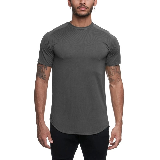 Slim Fit Men Tshirt Short Sleeve Fitness Sport Gym - Mall4Me