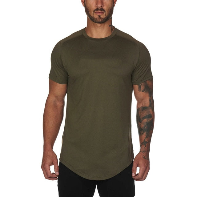 Slim Fit Men Tshirt Short Sleeve Fitness Sport Gym - Mall4Me