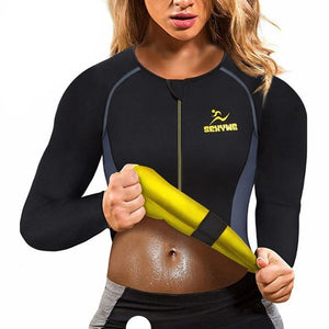 LAZAWG Women Hot Sweat Weight Loss Shirt Neoprene Body Shaper Sauna Jacket Suit Workout Long Training Clothes Fat Burner Top - Mall4Me