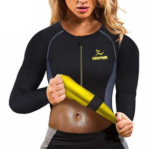 LAZAWG Women Hot Sweat Weight Loss Shirt Neoprene Body Shaper Sauna Jacket Suit Workout Long Training Clothes Fat Burner Top - Mall4Me