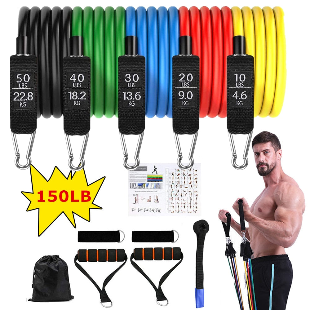 Resistance Bands Set Exercise Bands with Door Anchor Legs Ankle Straps for Resistance Training Physical Therapy Home Workouts - Mall4Me