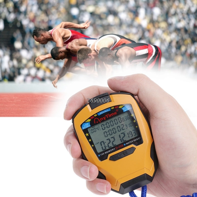 Professional Stopwatch 3 Rows 100 Laps 1/1000 Seconds Digital Sport Counter Timer Professional Athletics Stopwatch - Mall4Me